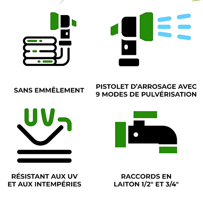 Tuyau arrosage extensible - 9 modes de pulvérisations